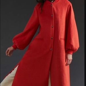 NWT Anthropologie dRA long wool coat with puff sleeves bohemian